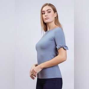 NWT Purest Form Dahlia Boat Neck Tee with Sleeve Ties M